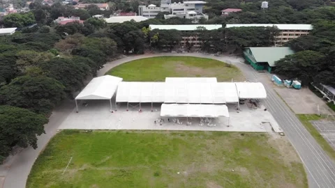 Aerial view of a School Stock Footage 138567295