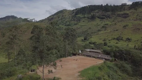 Aerial View Of School in Forest Mountains, Sri Lanka Stock Footage