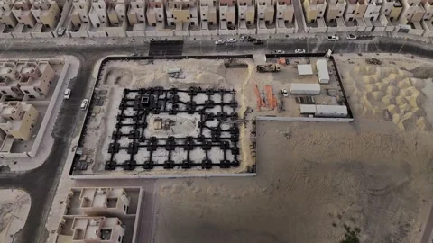 Aerial view of a school under construction being built Stock Footage 331032662