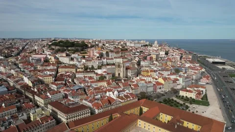 Aerial View of Sé de Lisboa, Lisbon, Portugal Stock Footage 196129101