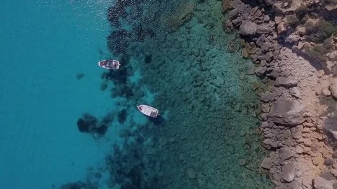 Aerial view of sea and Island Stock Footage
