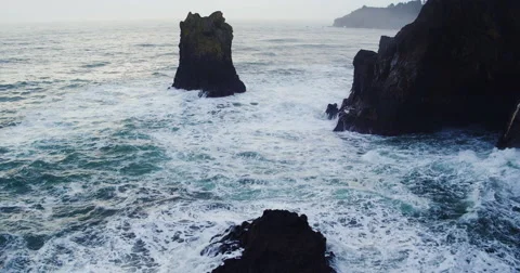 Aerial View of Sea Cliffs with Dramatic Light Video stock 63008381