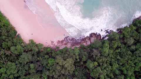 Aerial view of sea coast view in phuket island Big waves crashing on rocks Natur Stock Footage