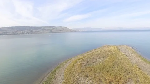 Aerial View of the Sea of Galilee Stock Footage