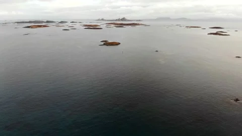 Aerial View Of The Sea Surface And The Small Islands in Scandinavia Stock Footage 135924748