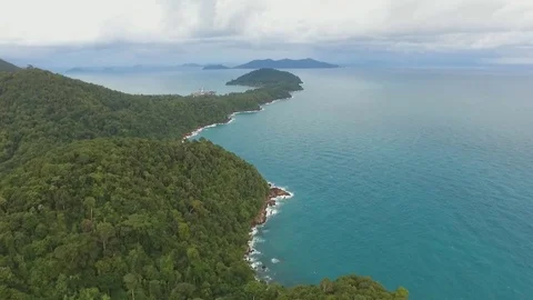 Aerial view of the sea tropical island Koh Chang. Thailand. Stock Footage