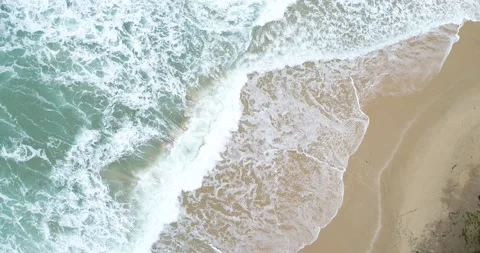 Aerial view sea wave beach slide video seashore turquoise water Stock Footage 134861180