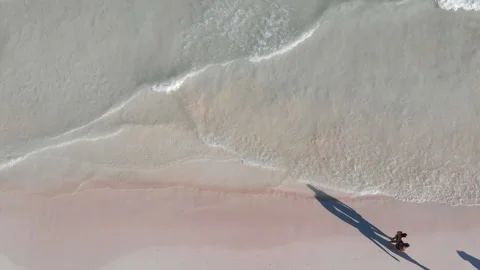 Aerial view sea wave beach on sea water summer vacation concept Stock Footage 166406656