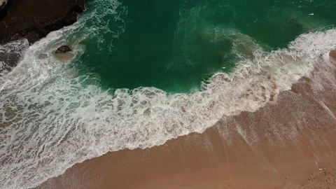 Aerial View Of Sea Waves Hitting The land. Indonesia (3) Stock Footage 153205800