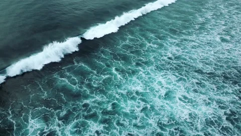 Aerial view of the sea waves. View of the dark blue sea and the approaching.. Stock Footage 238878199