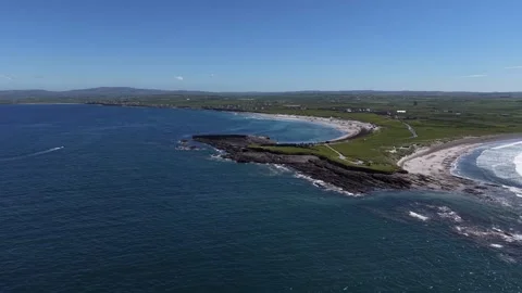 Aerial View of Seafield Coastline in County Clare Ireland Stock Footage 335621741
