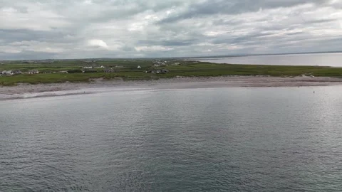 Aerial View of Seafield Pier and Beach County Clare Ireland Stockbeeldmateriaal 337851646