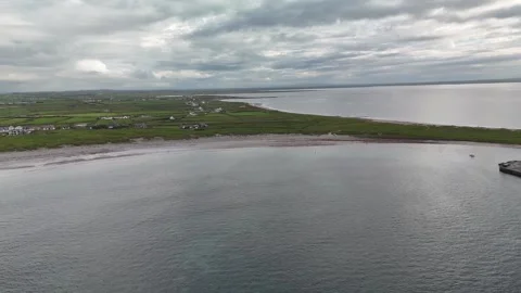 Aerial View of Seafield Pier and Beach County Clare Ireland Видео 337851660