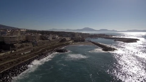 Aerial View Seafront Waves in the bay of Naples Stock Footage 99058780
