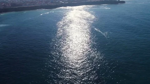 Aerial View Seascape with Solar Reflection Stock Footage 82402517