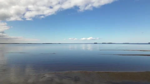 Aerial view of seascape in springtime, Oulu Finland Stock Footage 308908356