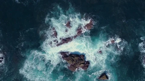 Aerial View Seascape with Waves Stock Footage 82401378