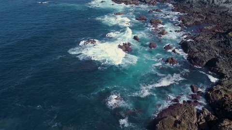 Aerial View Seascape with Waves Stock Footage 82401571