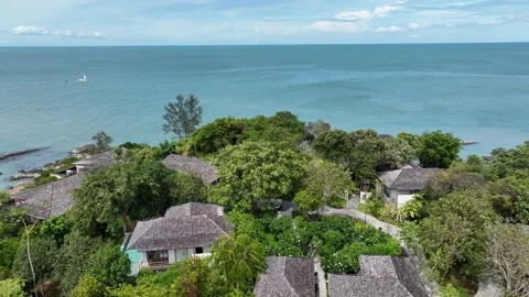 Aerial view of seashore of Koh Samui Thailand Stock Footage 266800485
