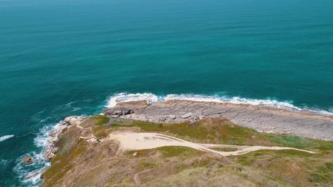 Aerial View Seashore with Waves Stock Footage 75862611