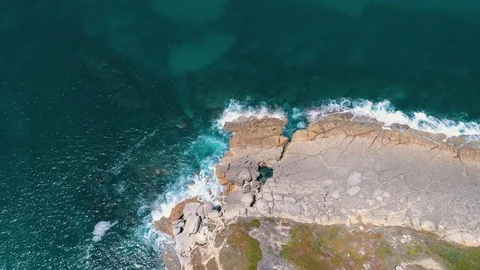 Aerial View Seashore with Waves Stockbeeldmateriaal 75862852