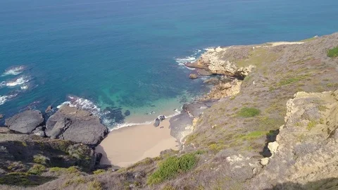 Aerial View Seashore with Waves Stock Footage 82499292