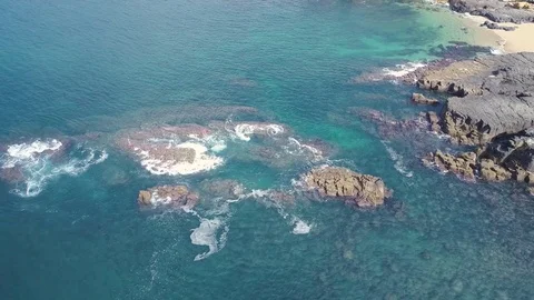 Aerial View Seashore with Waves Stock Footage 82499834