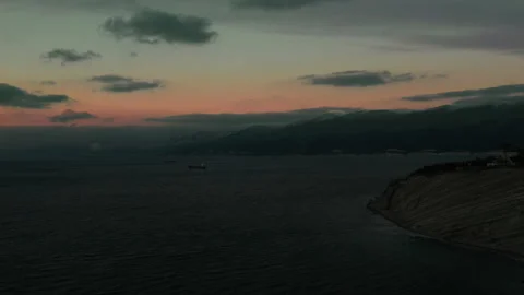 Aerial view of seaside, mountains Stock Footage 192937265