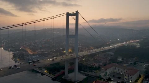 Aerial view of second bosphorus bridge Fatih Sultan Mehmet Bridge in istanbul Stock Footage 341271598