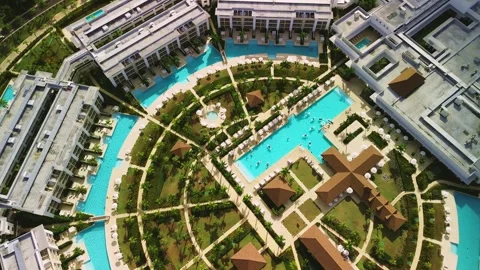 Aerial view of Secrets Royal Beach Punta Cana Resort in Dominican Republic 스톡 동영상 273729629