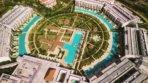 Aerial view of Secrets Royal Beach Punta Cana Resort in Dominican Republic Stock Footage 273729671