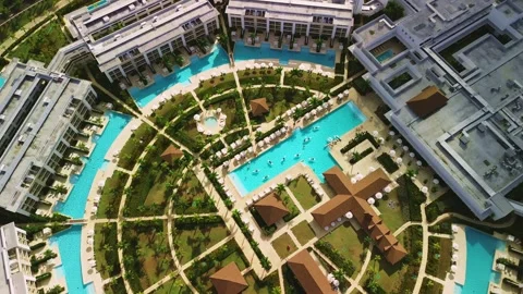 Aerial view of Secrets Royal Beach Punta Cana Resort in Dominican Republic Stock Footage 274485898
