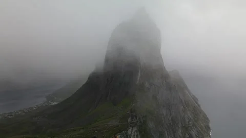 Aerial view of Segla mountain above the fjord, Senja Stock Footage 345168223