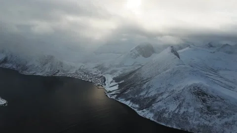 Aerial view of Segla mountain peak, Norway. Stock Footage 331849662