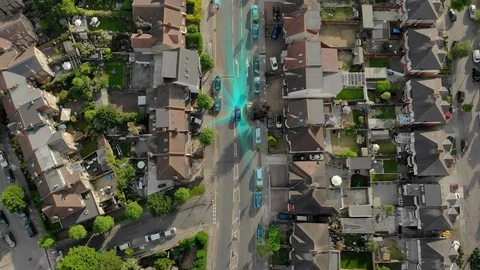 Aerial view, Self Driving, Autonomous cars technology 4K Vídeos de archivo 90989490
