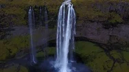 Aerial View Of Seljalandsfoss A Famous Waterfall In Iceland Stock Footage