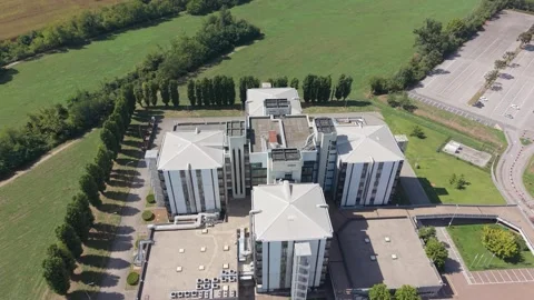 Aerial View of Semiconductor Research Facility in Cornaredo Lombardy Italy Stock Footage 346106017