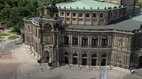 Aerial view of Semperoper opera house in Dresden Germany Stock Footage 342495300