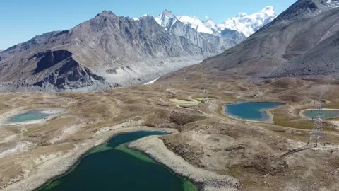 Aerial View of Serene Himalayan Lakes in Ladakh's Remote Zanskar Region wit.. Stock Footage 345732453
