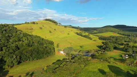 Aerial View of serene landscape with Rolling Farmland Hills in Parana, Brazil Video stock 332964718