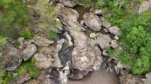 Aerial view of a serene waterfall Stock Footage 314594116