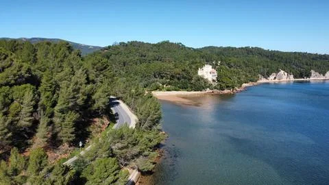 Aerial view of Serra da Arrabida Stock Photos