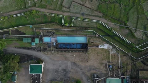 Aerial view of a set up of a geothermal power plant in Tabaco City, Philippines Video stock 336738981