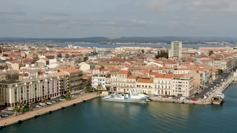 Aerial view of Sete in october by drone 05 Stock Footage 296630105