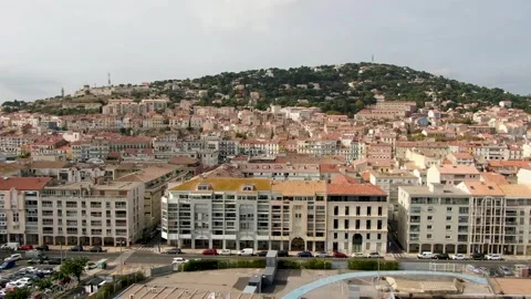 Aerial view of Sete in october by drone 03 Stock Footage 296630110