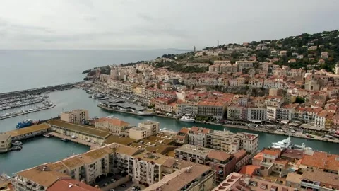 Aerial view of Sete in october by drone 07 Stock Footage 296630112