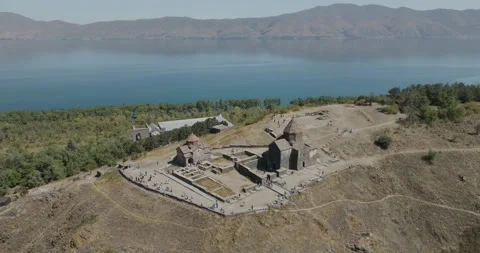 Aerial view of Sevanavank Monastery, Armenia. Stock Footage 316245485