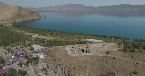 Aerial view of Sevanavank Monastery, Armenia. Stock Footage 316245498
