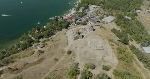 Aerial view of Sevanavank Monastery, Armenia. Stock Footage 316245506
