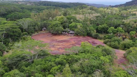 Aerial view of Seven Colored Earth Geopark, Mauritius. Stock Footage 317608315